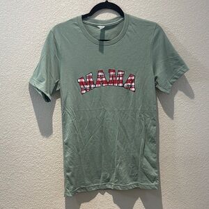 Mama Graphic Tee - Sage Green Short Sleeve Top Size Small
